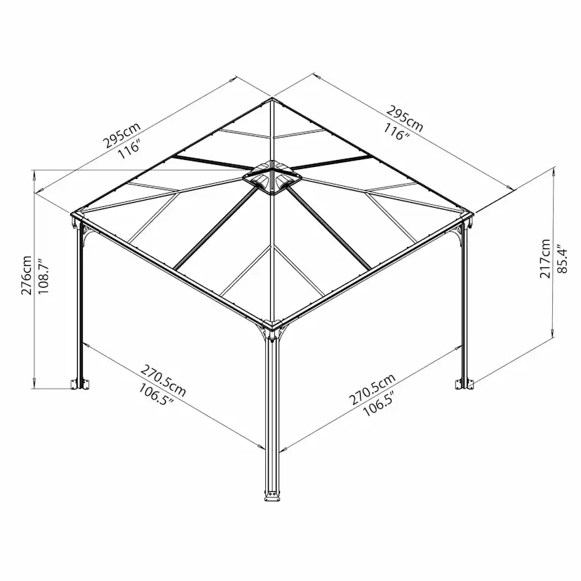 Pergola gop Palermo 3000 9 m² med Takventil