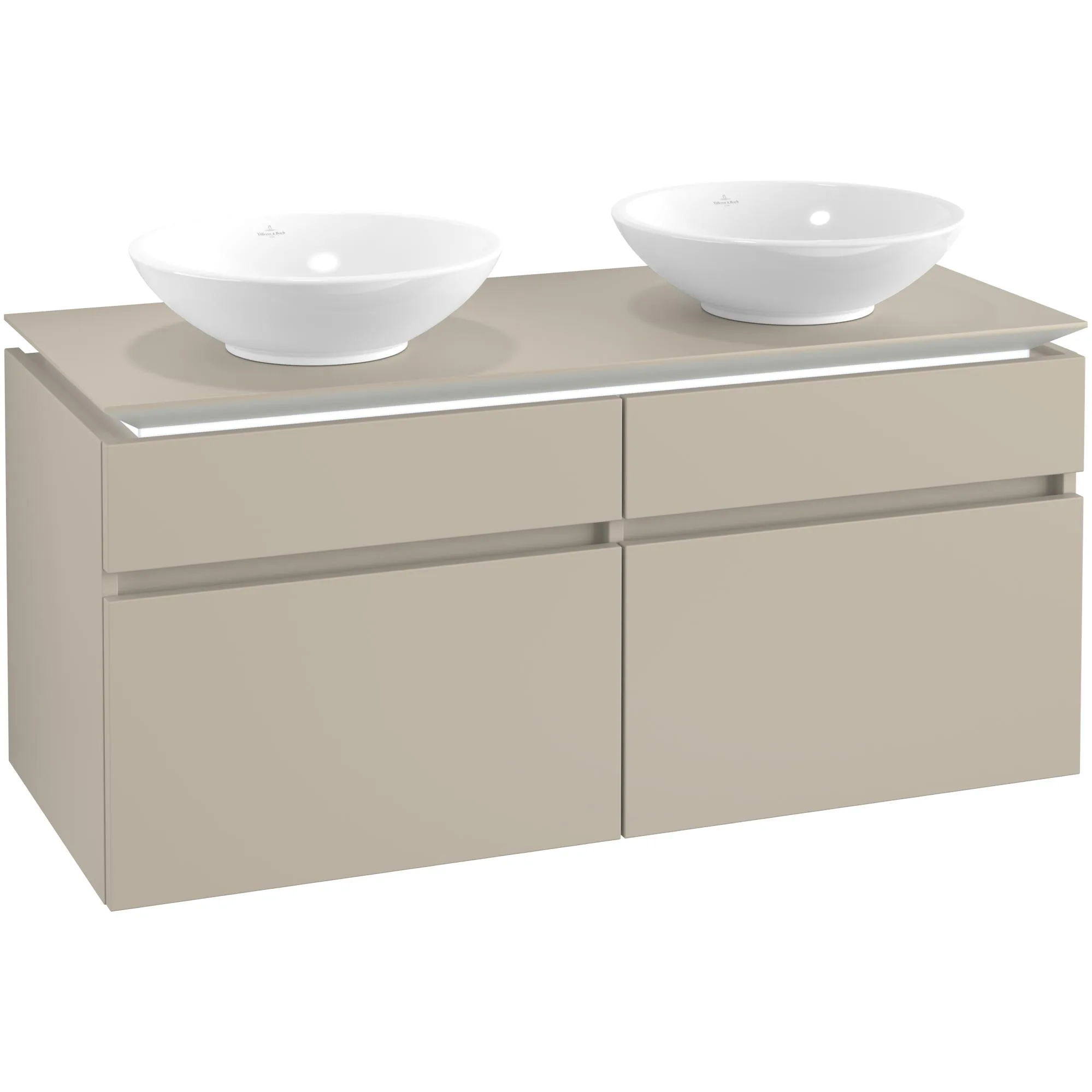 Tvättställsskåp Villeroy & Boch Legato 1200 med 4 Lådor för Två Ytmonterade Tvättställ