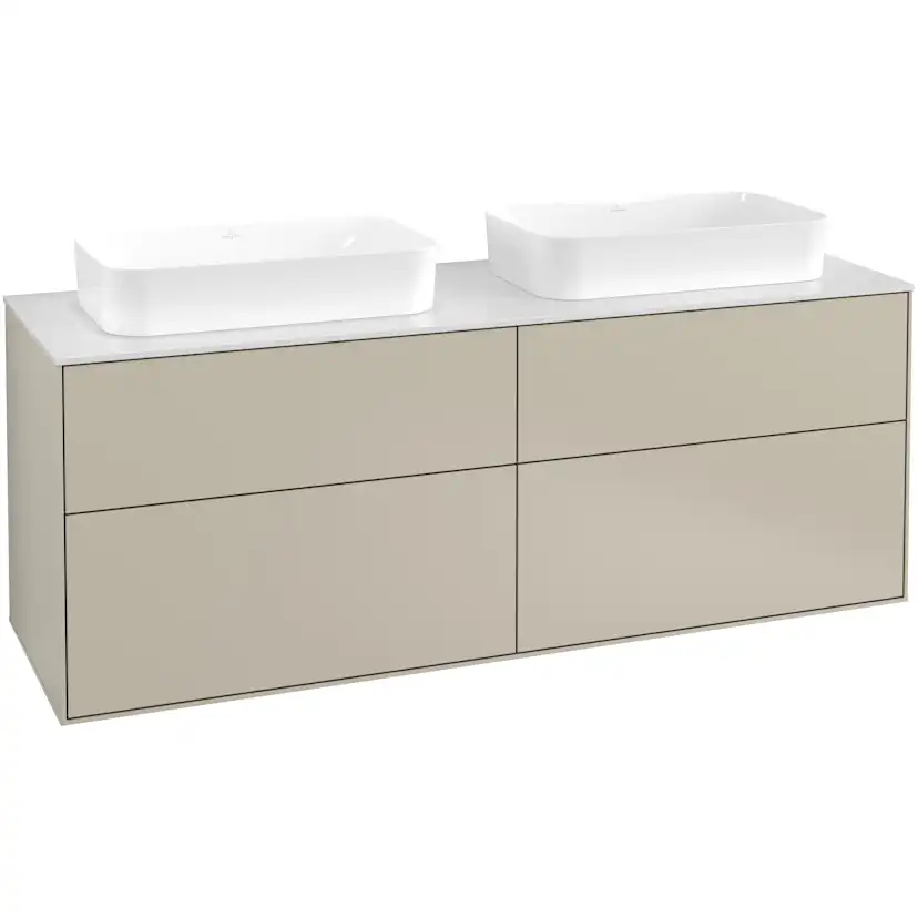 Tvättställsskåp Villeroy & Boch Finion med 4 Lådor och Bänkskiva för Två Fristående Tvättställ