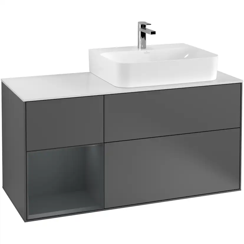 Tvättställsskåp Villeroy & Boch Finion med 3 Lådor Hylla och Bänkskiva för Ocentrerat Tvättställ