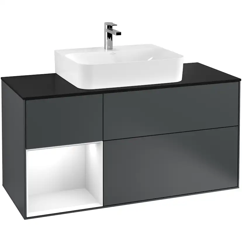 Tvättställsskåp Villeroy & Boch Finion med 3 Lådor Hylla och Bänkskiva för Centrerat Tvättställ