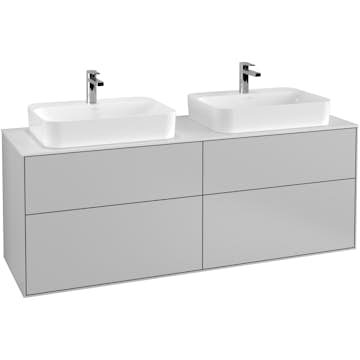 Tvättställsskåp Villeroy & Boch Finion med 4 Lådor och Bänkskiva för Två Ytmonterade Tvättställ