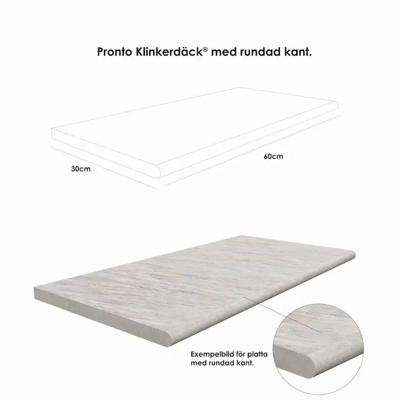 Poolkant/Trappsteg Pronto Klinkerdäck Iris Leucos 60x30 cm