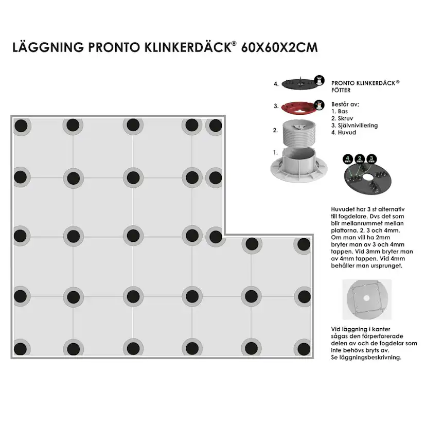 Uteklinker Pronto Klinkerdäck Roccia Light Grey 60x60 cm