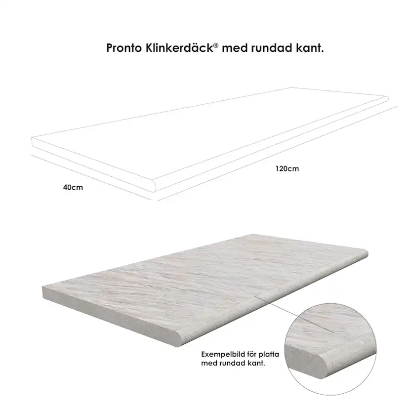 Poolkant/trappsteg Pronto Klinkerdäck Trentino Canapa 40x120 cm