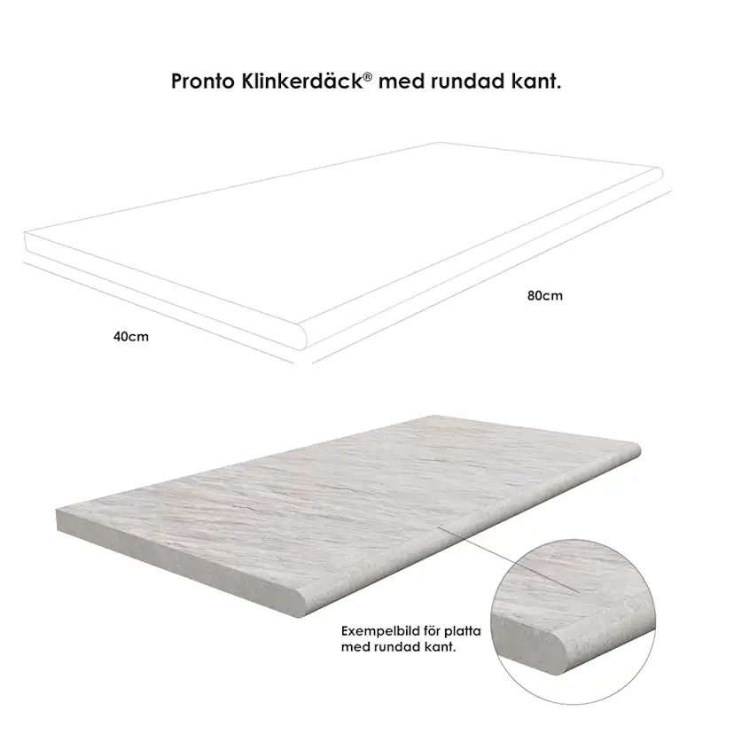 Poolkant/trappsteg Pronto Klinkerdäck Trentino Tabacco 40x80 cm
