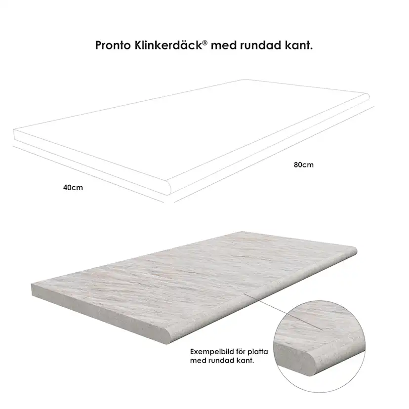 Poolkant/trappsteg Pronto Klinkerdäck Mista Pearl 40x80 cm