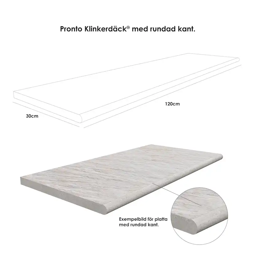 Poolkant/trappsteg Pronto Klinkerdäck Stone Landstone 30x120 cm