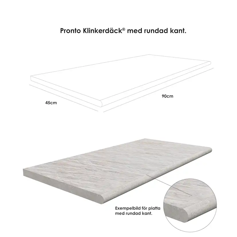 Poolkant/trappsteg Pronto Klinkerdäck Lava Marsili 45x90 cm