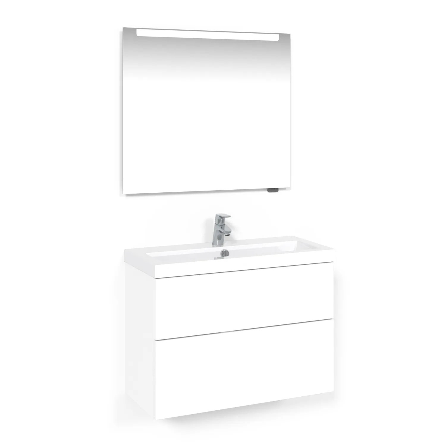 Möbelpaket Macro Design Charm Tvättställsskåp med Crown Spegel Ambilight