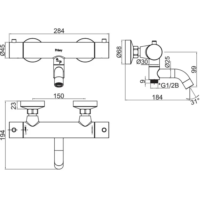 Badkarsblandare Scandtap Steel Pleasure 4 med Handdusch