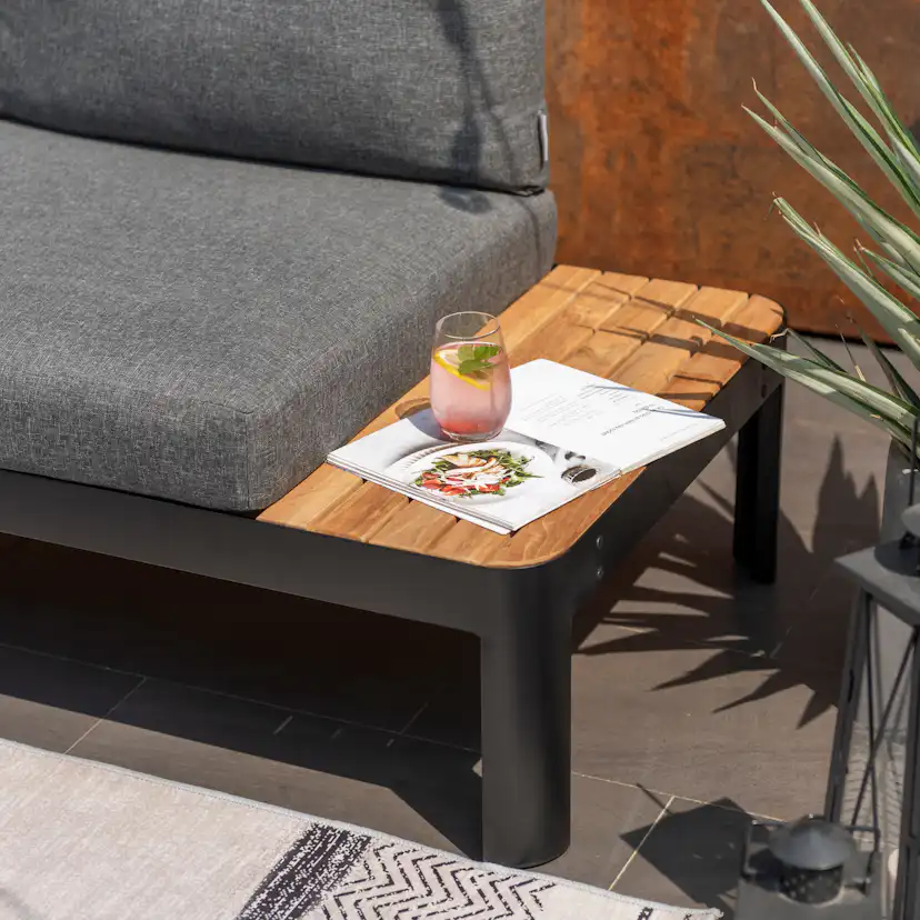 Loungesoffa Utomhus LifestyleGarden Portals Dark 3-sits med Avtagbar Rygg och Grå Dynor