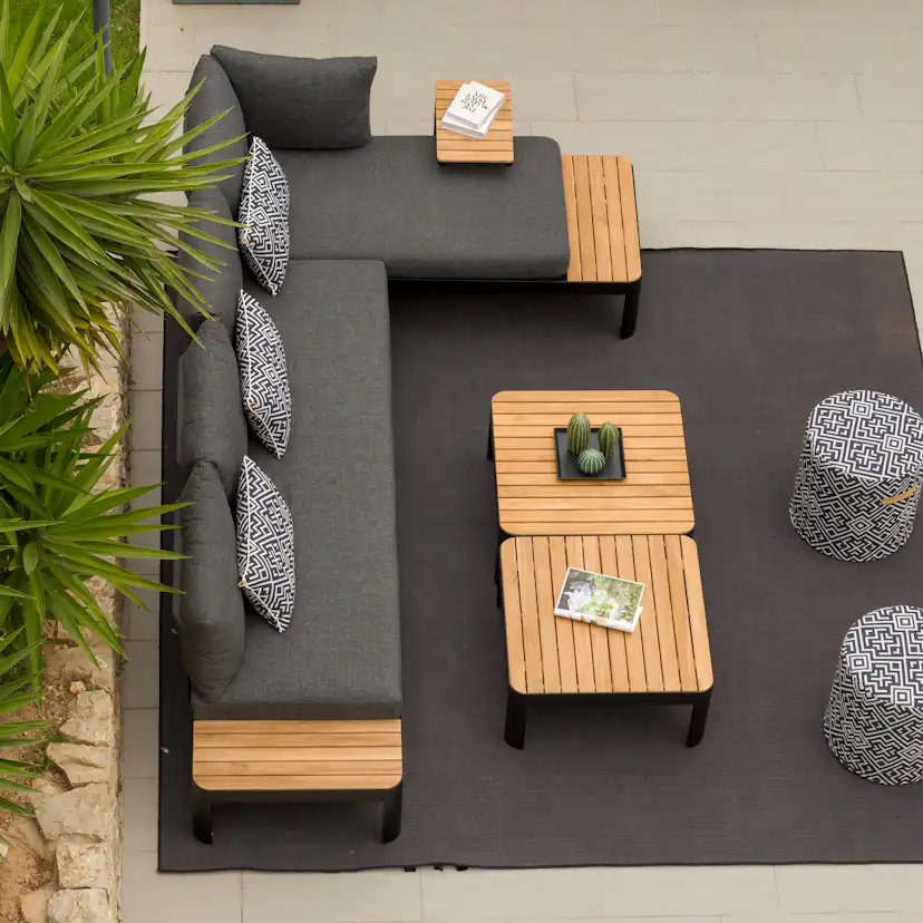 Loungesoffa Utomhus LifestyleGarden Portals Dark 3-sits med Avtagbar Rygg och Grå Dynor