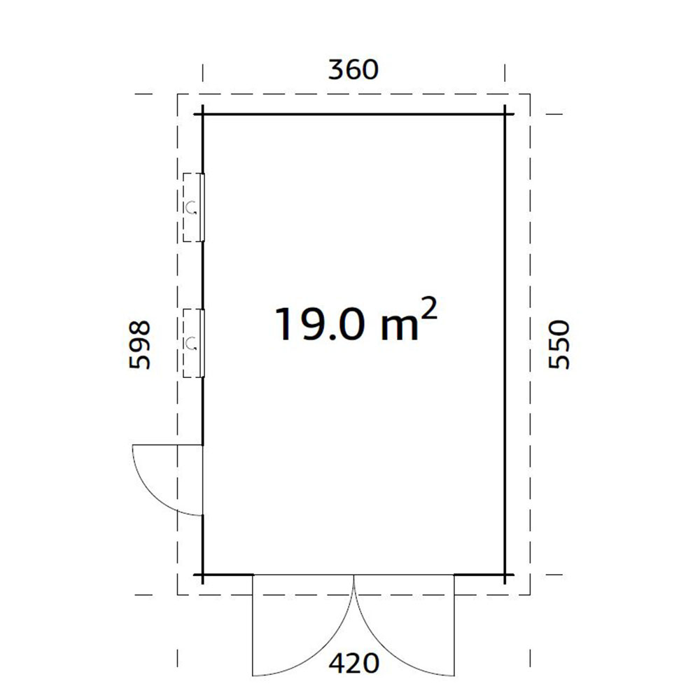 Garage Palmako Rasmus med Garagedörr 19,8 m2