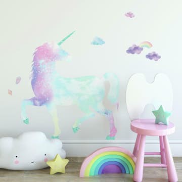 Väggdekor RoomMates Galaxy Unicorn Giant With Glitter