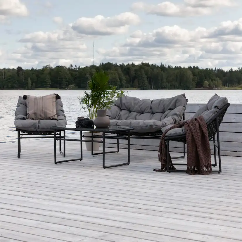Loungeset Venture Home Ture Soffgrupp Svart med Dynor Utomhus