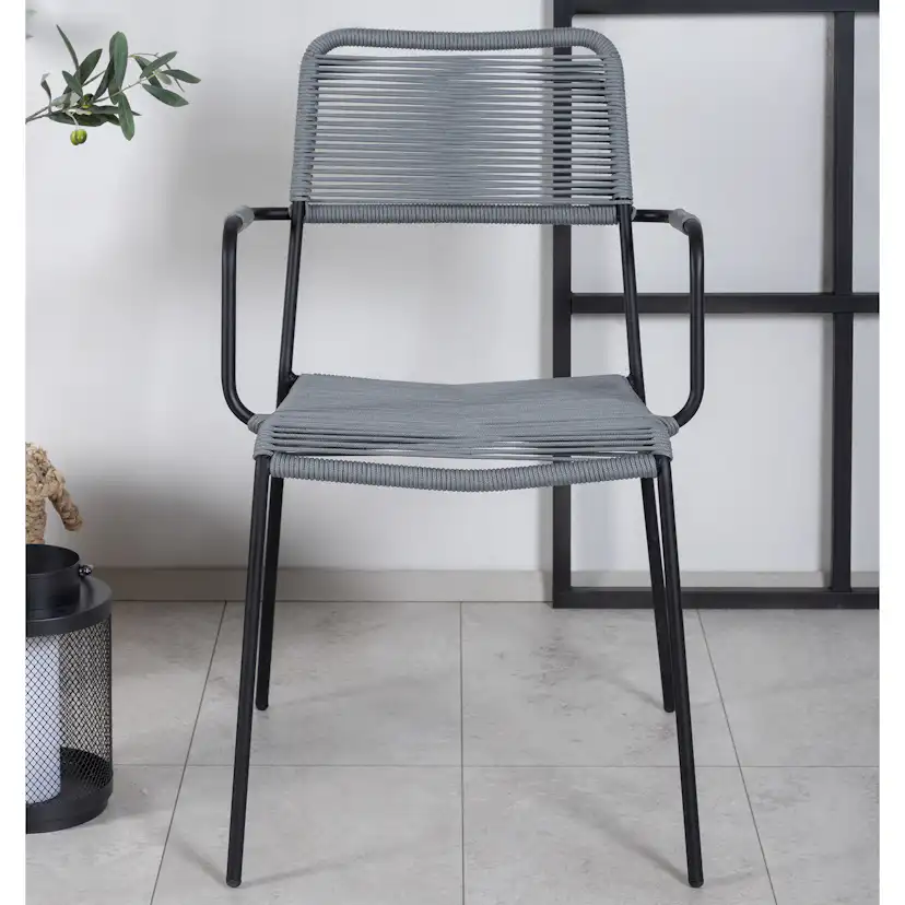 Trädgårdsstol Venture Home Leon Aluminumstol för Utomhusbruk Svart/Grå