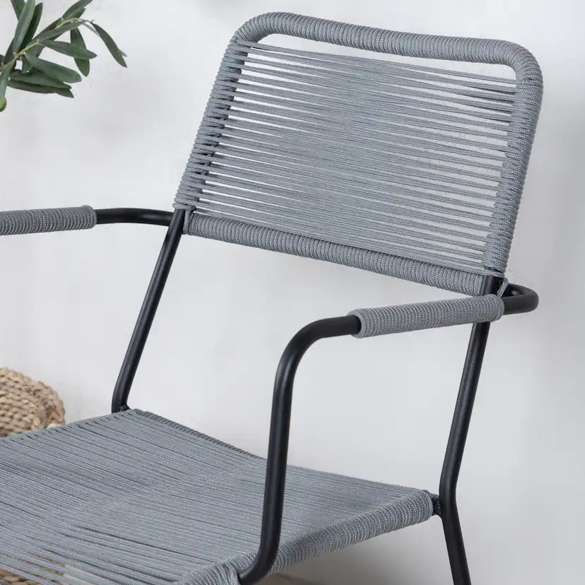 Trädgårdsstol Venture Home Leon Aluminumstol för Utomhusbruk Svart/Grå