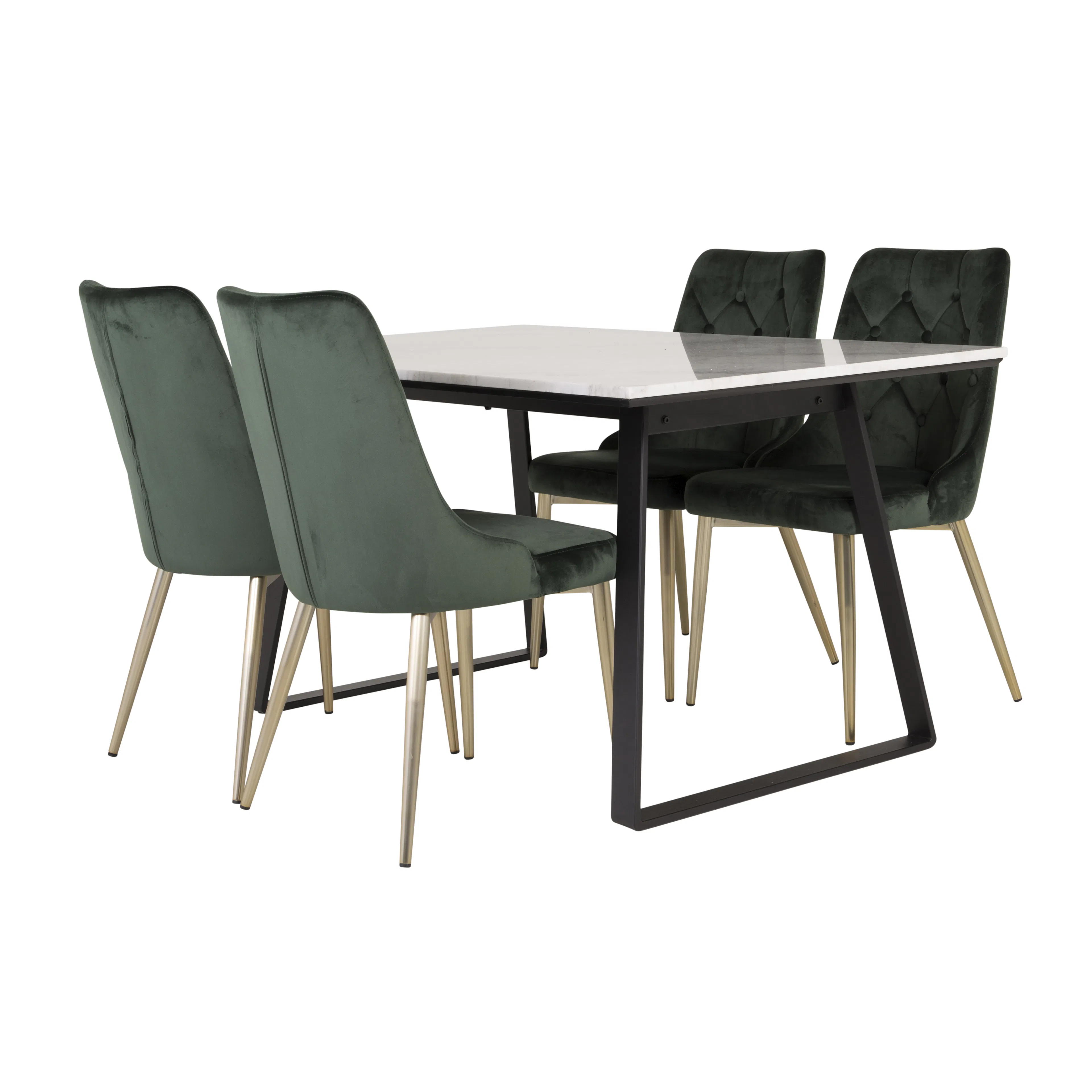 Matgrupp Venture Home Estelle 140 med 4 Vera Stolar Sammet/Mässing