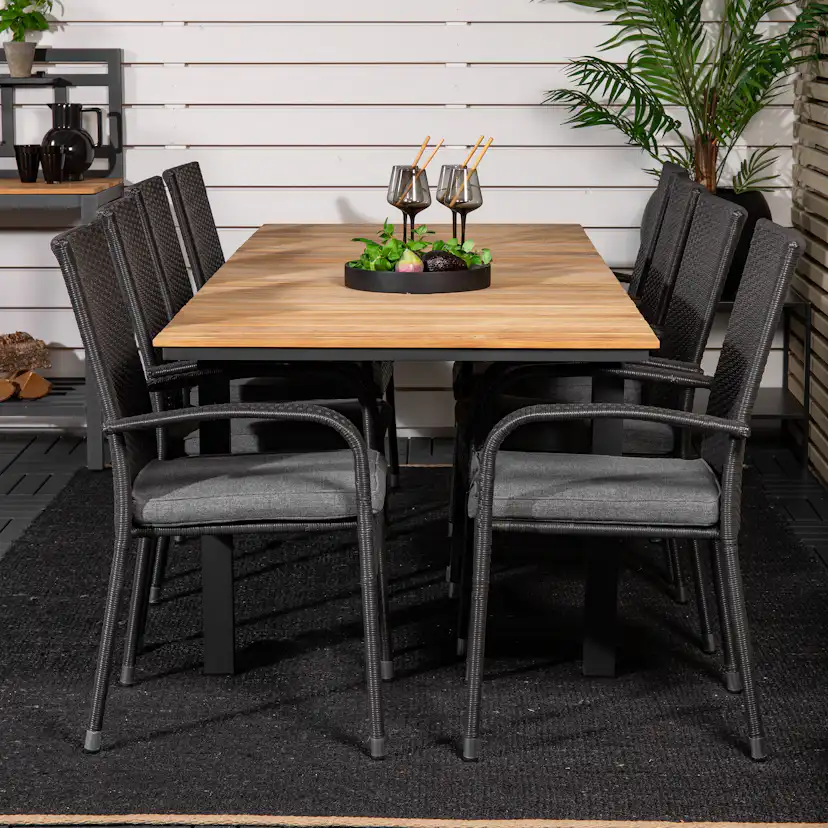 Matgrupp Utomhus Venture Home Meya 160/240 med 8 Asta Trädgårdsstolar