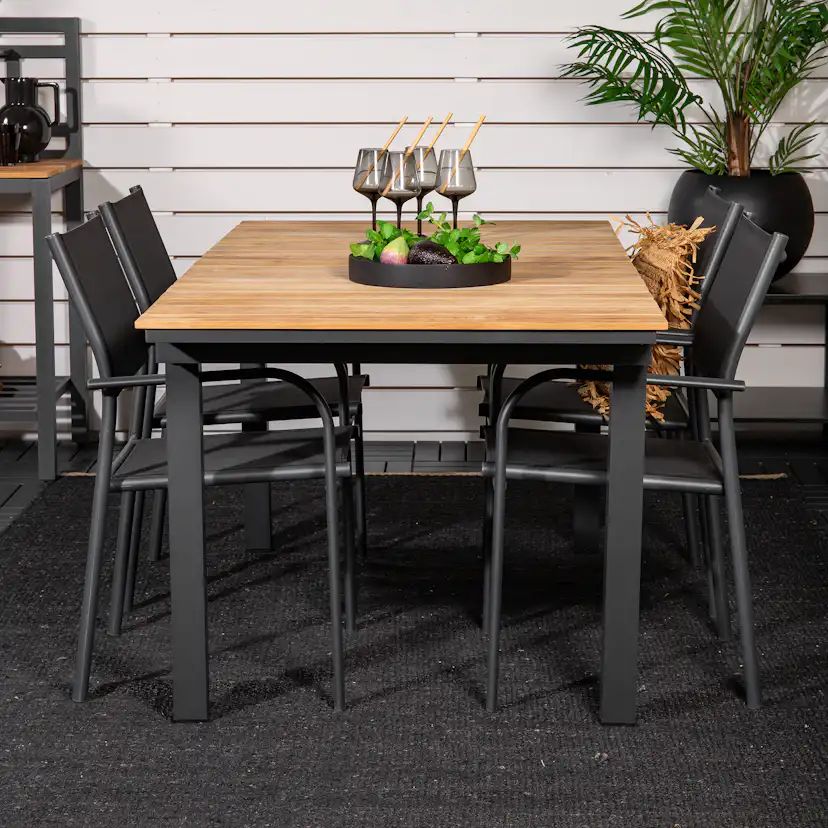 Matgrupp Utomhus Venture Home Meya 160/240 med 4 Siri Trädgårdsstolar