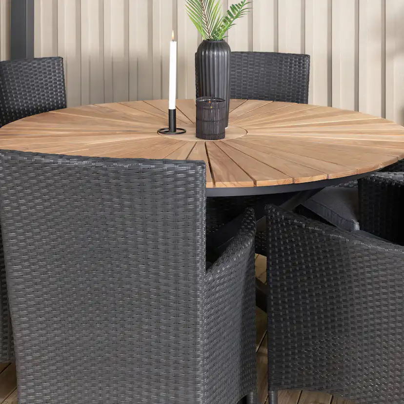 Matgrupp Utomhus Venture Home Meya Ø 140 med 6 Milwa Trädgårdsstolar