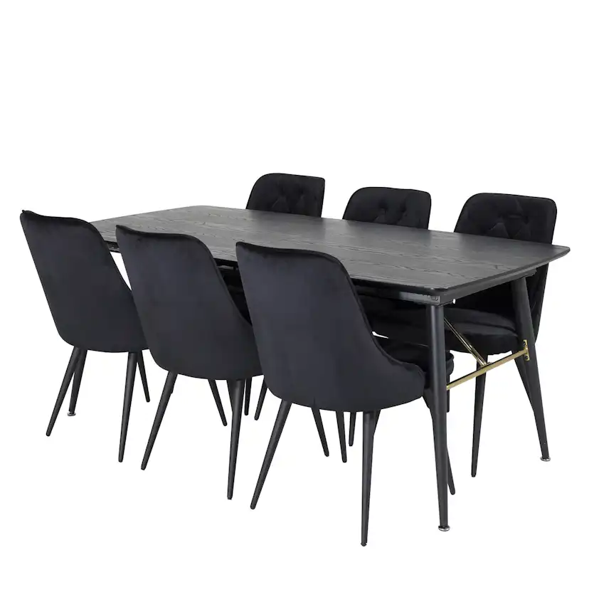 Matgrupp Venture Home Gold med 6 Velvet Deluxe Stolar