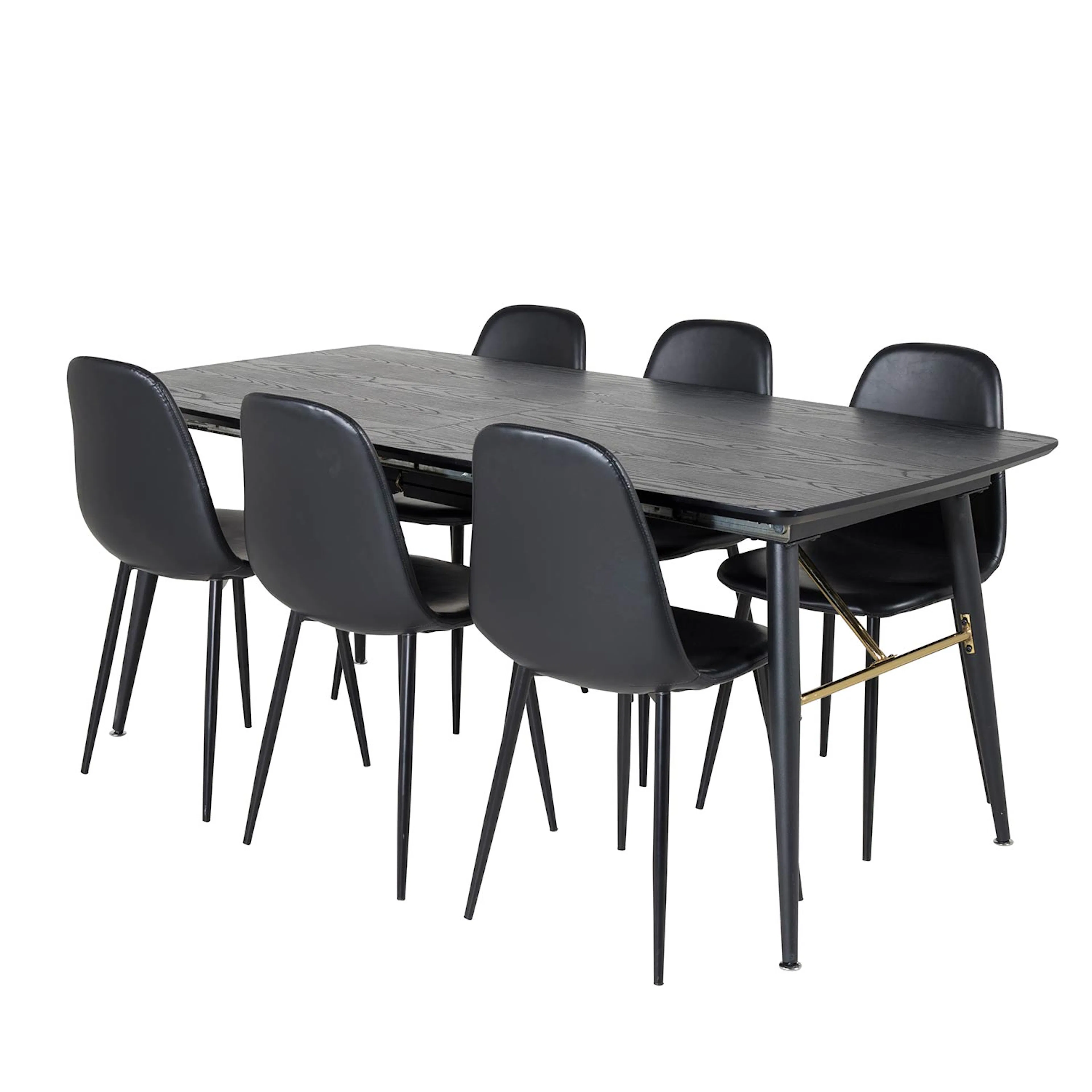 Matgrupp Venture Home Guld med 6 Pobbie Stolar Konstläder