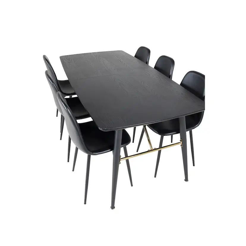 Matgrupp Venture Home Guld med 6 Pobbie Stolar Konstläder