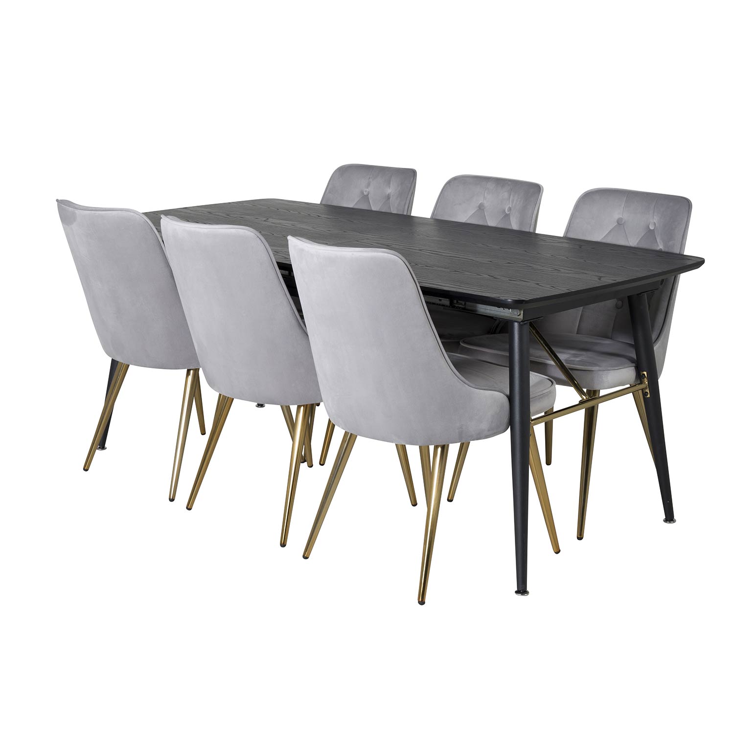 Matgrupp Venture Home Gold med 6 Velvet Deluxe Stolar