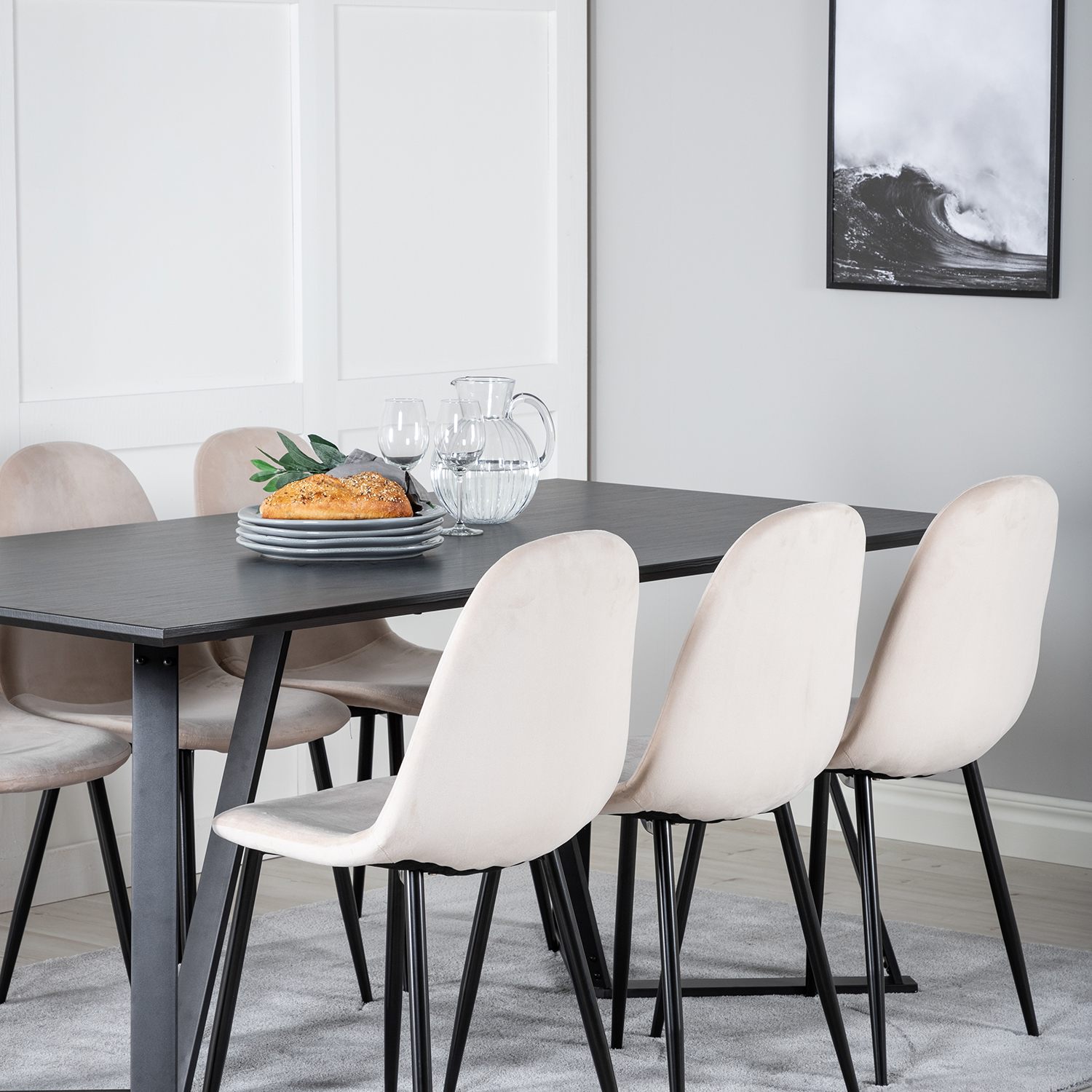 Matgrupp Venture Home Madde med 6 Pobbie Stolar Sammet