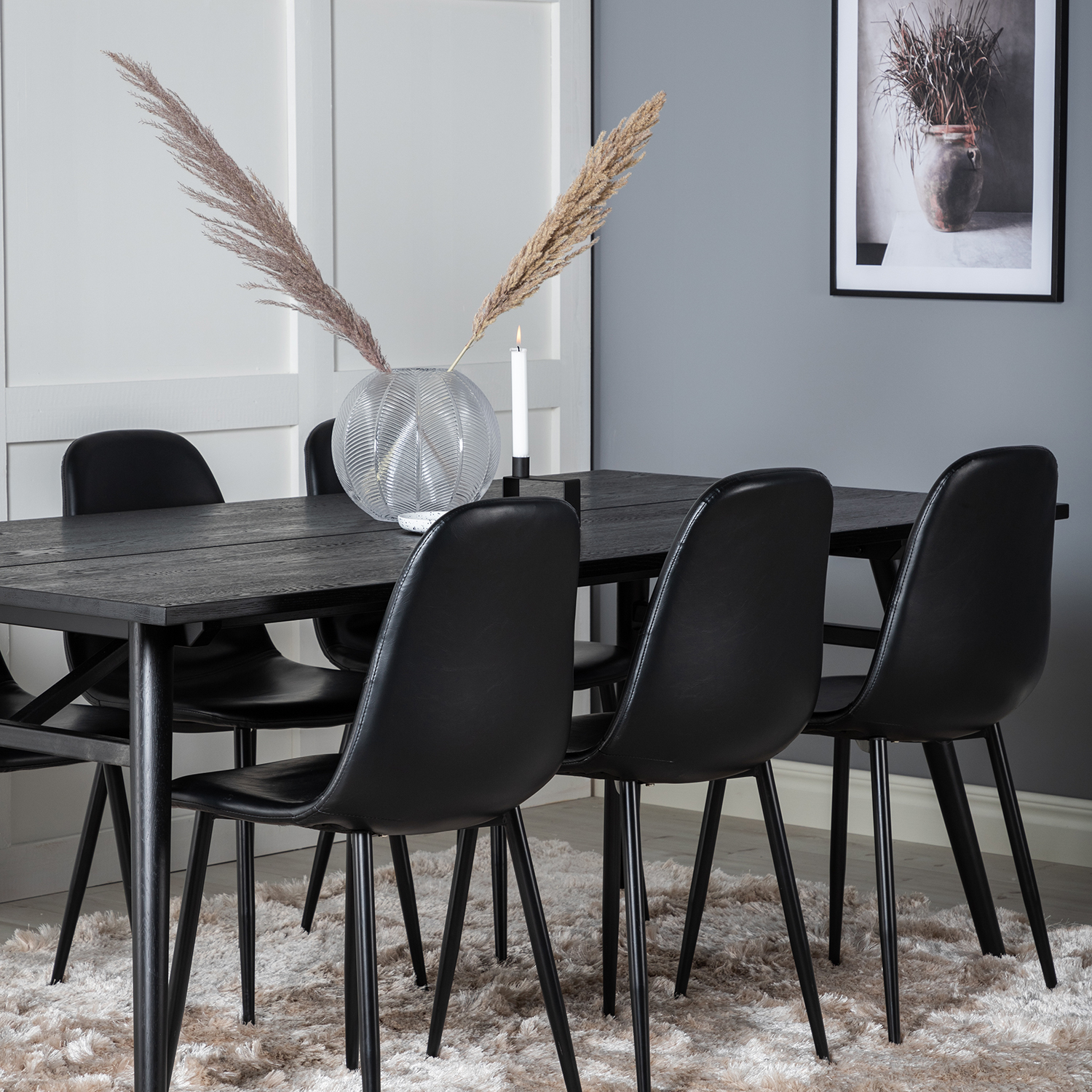 Matgrupp Venture Home Salt med 6 Pobbie Stolar Läder