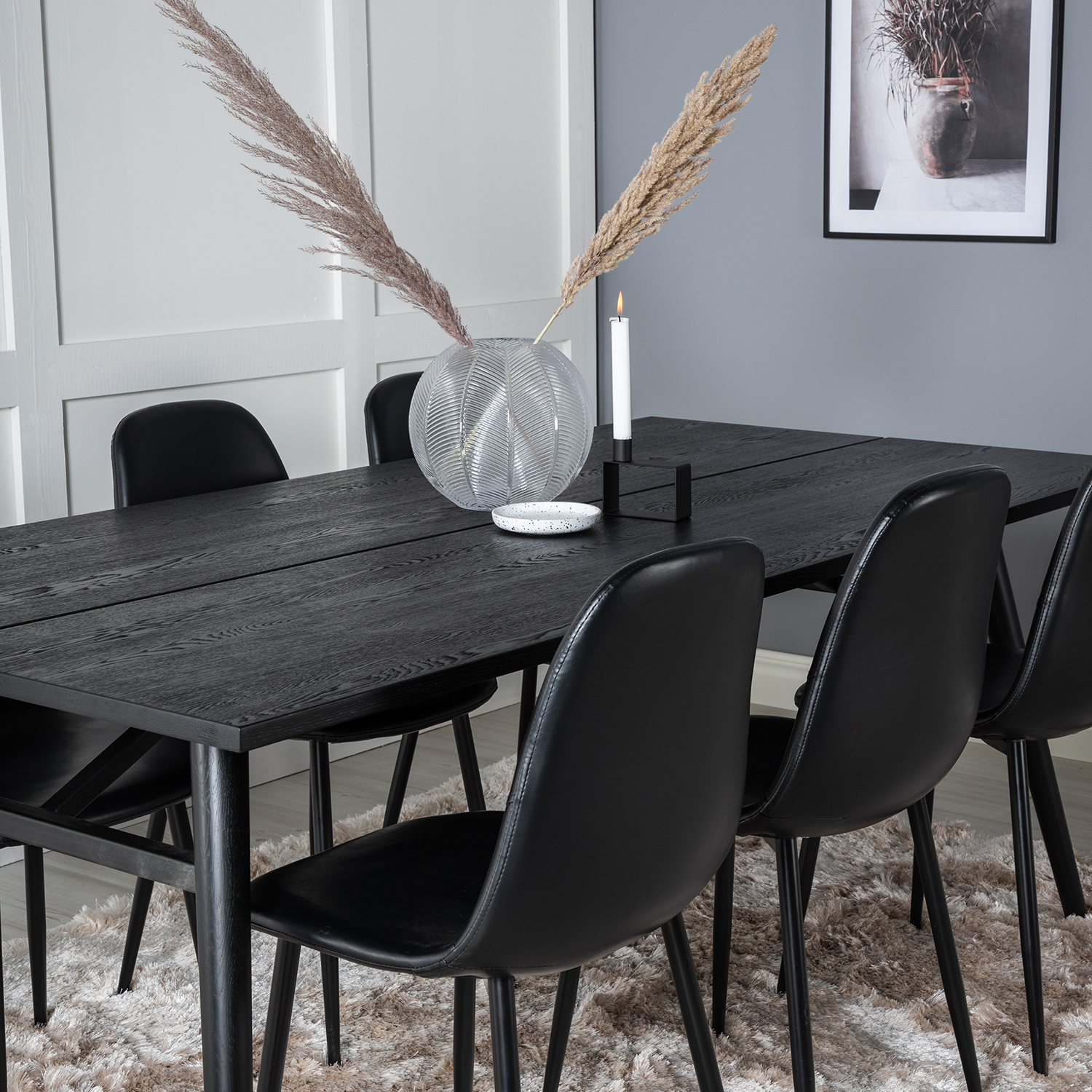 Matgrupp Venture Home Salt med 6 Pobbie Stolar Läder