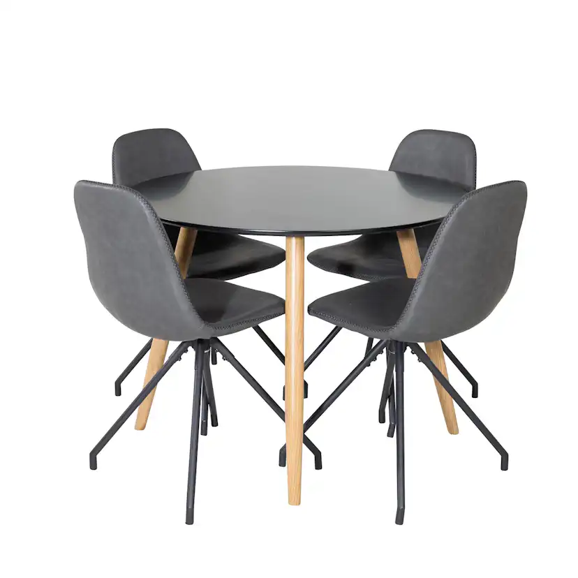 Matgrupp Venture Home Plake med 4 Pobbie Stolar Design med Snurrfunktion Konstläder