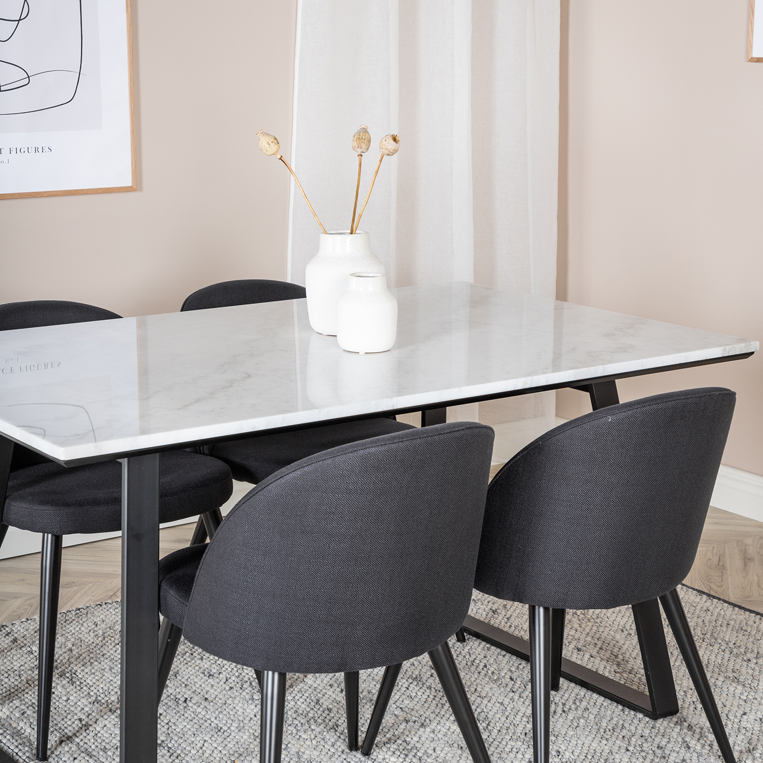 Matgrupp Venture Home Estelle 140 med 4 Valentina Stolar PolyEstelletyg