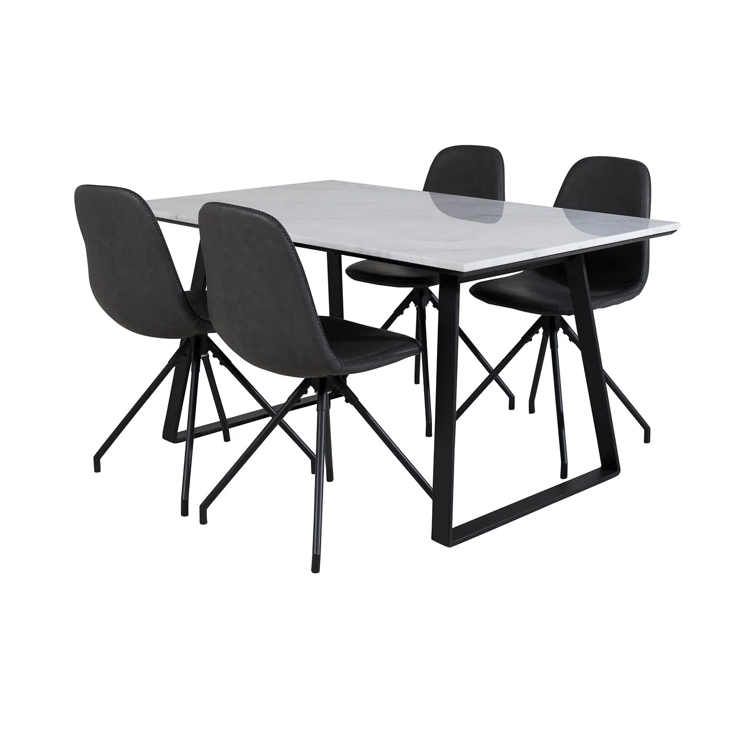 Matgrupp Venture Home Estelle 140 med 4 Pobbie Snurrfunktion Stolar Konstläder