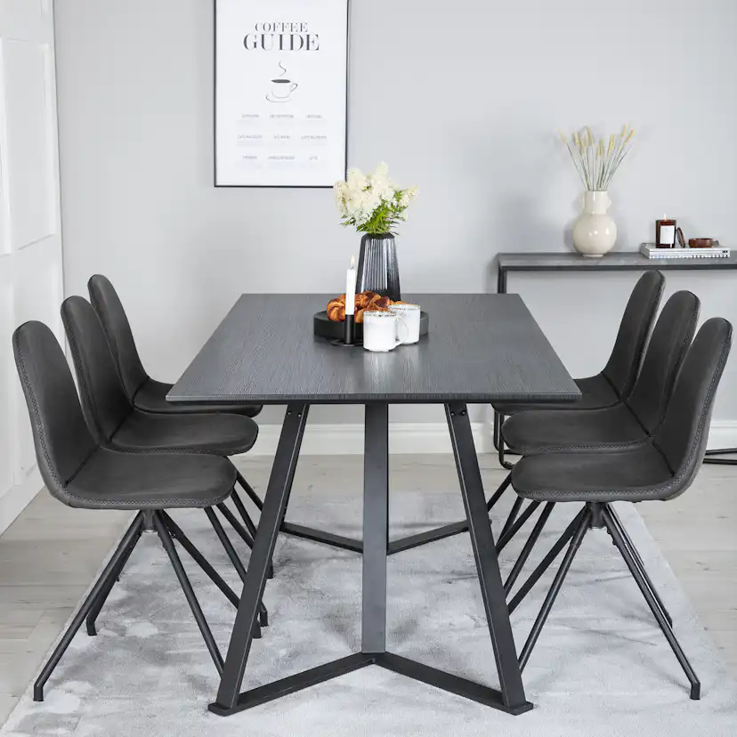 Matgrupp Venture Home Madde med 6 Pobbie Stolar Konstläder