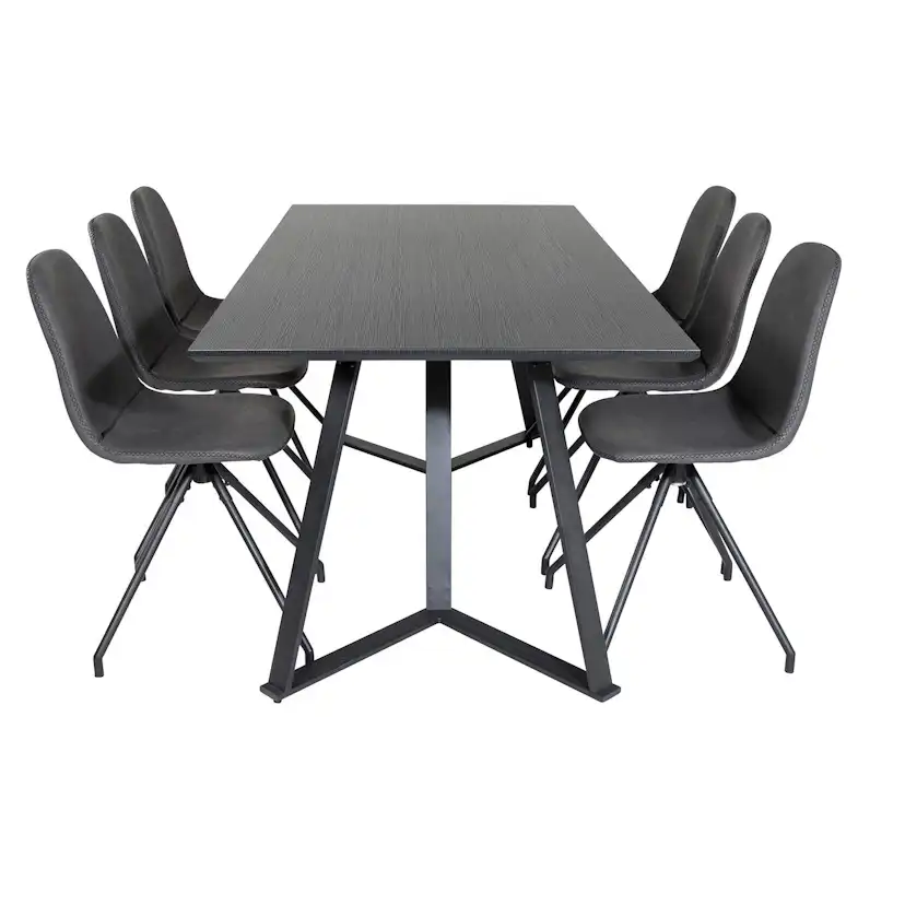 Matgrupp Venture Home Madde med 6 Pobbie Stolar Konstläder