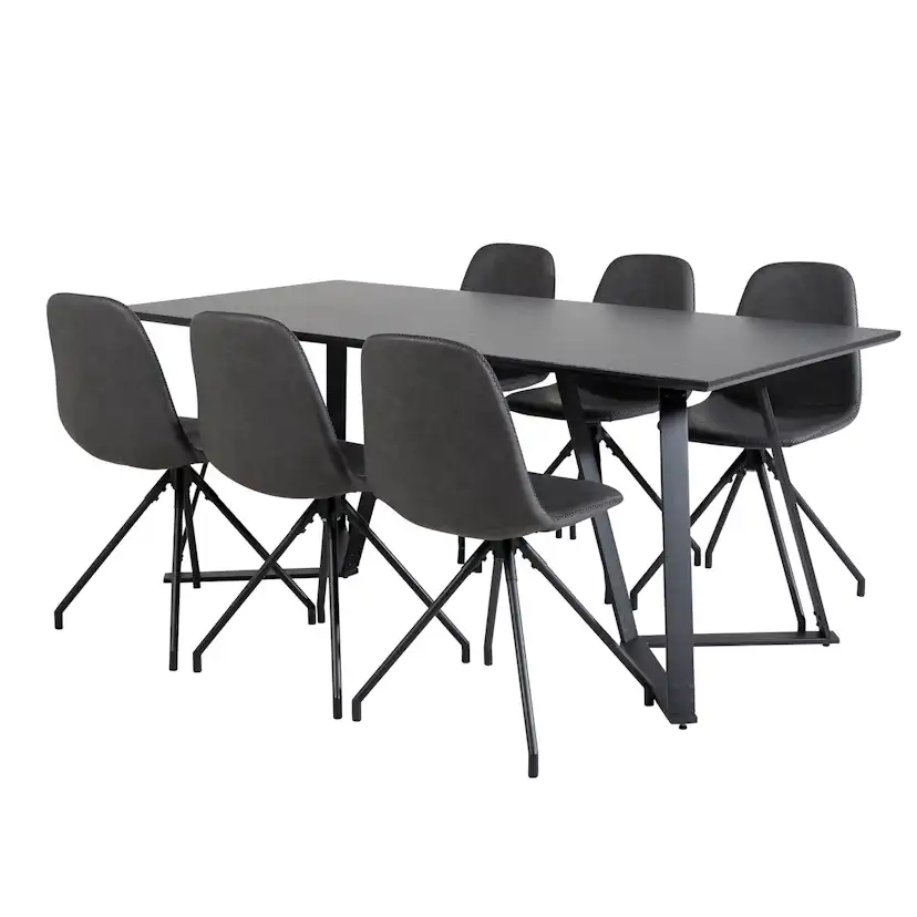 Matgrupp Venture Home Madde med 6 Pobbie Stolar Konstläder