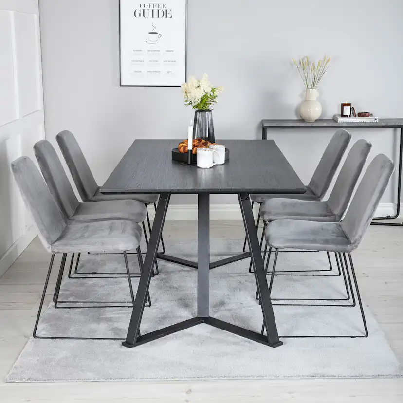 Matgrupp Venture Home Madde med 6 Muscot Stolar Sammet