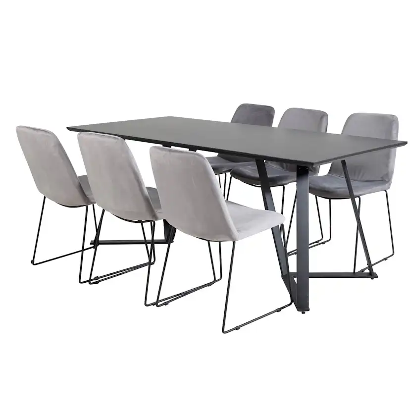 Matgrupp Venture Home Madde med 6 Muscot Stolar Sammet