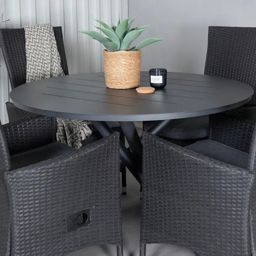 Matgrupp Venture Home Ande med 4 Pava Matstolar Svart/Grå