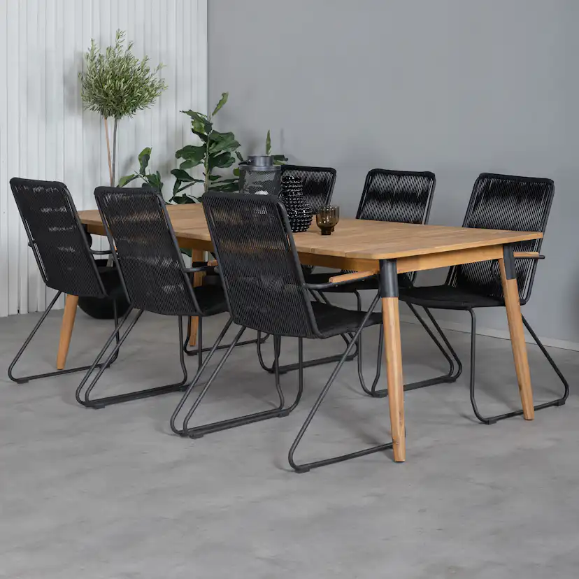 Matgrupp Utomhus Venture Home Julle med 6 Boy Trädgårdsstolar med Armstöd