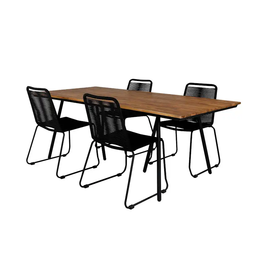 Matgrupp Venture Home Chane med 4 Lumi Stapelbara Matstolar