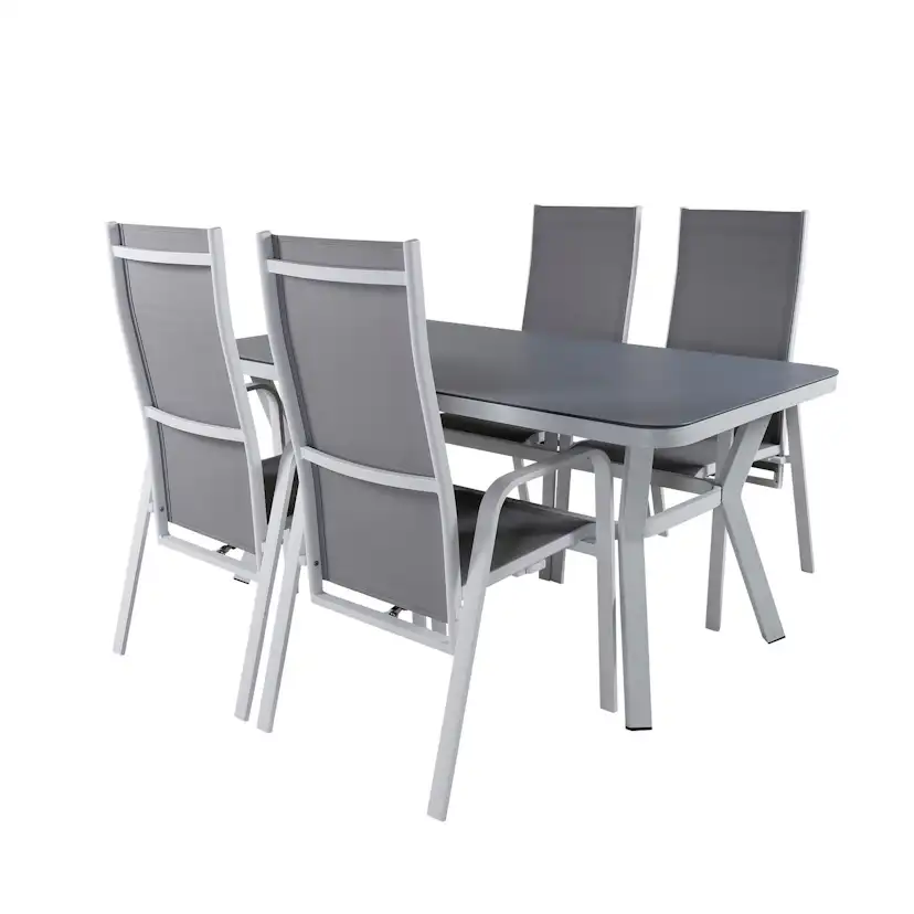 Matgrupp Utomhus Venture Home Vyn Vit med 4 Curz Trädgårdsstolar
