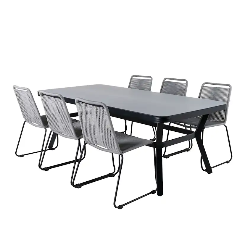 Matgrupp Utomhus Venture Home Vyn Aluminium med 6 Lumi Trädgårdsstolar