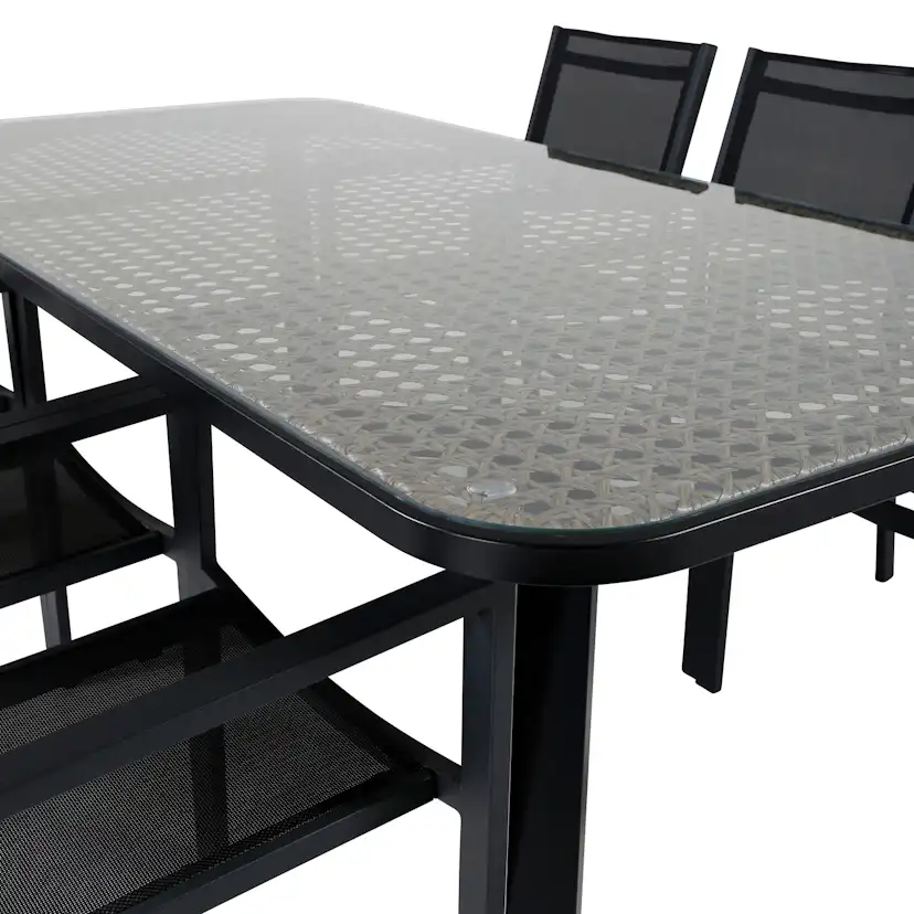 Matgrupp Venture Home Olle med 6 Curz Stapelbara Matstolar