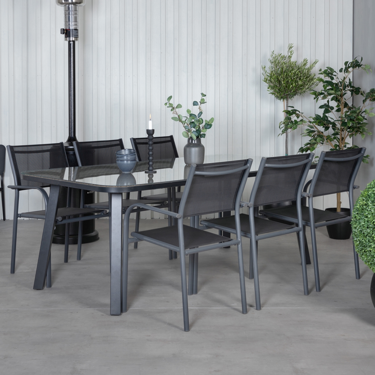 Matgrupp Venture Home Peoria med 6 Siri Stapelbara Matstolar