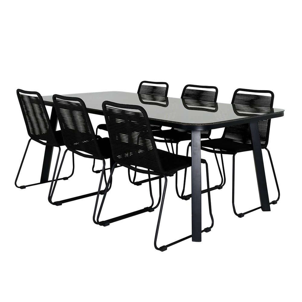 Matgrupp Venture Home Peoria med 6 Leon Stapelbara Matstolar