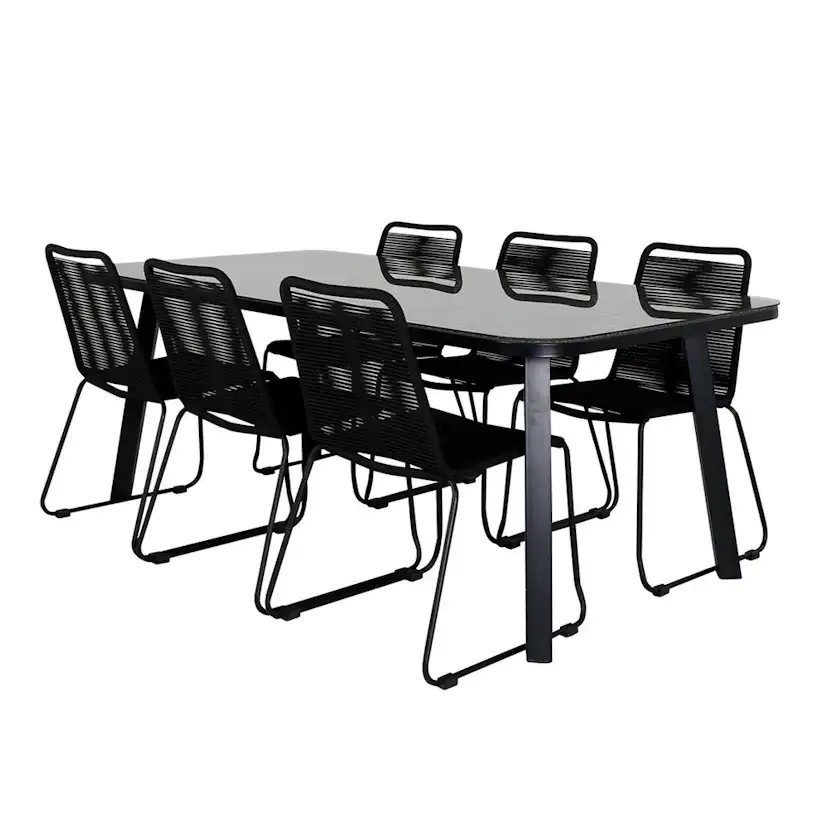 Matgrupp Venture Home Peoria med 6 Leon Stapelbara Matstolar